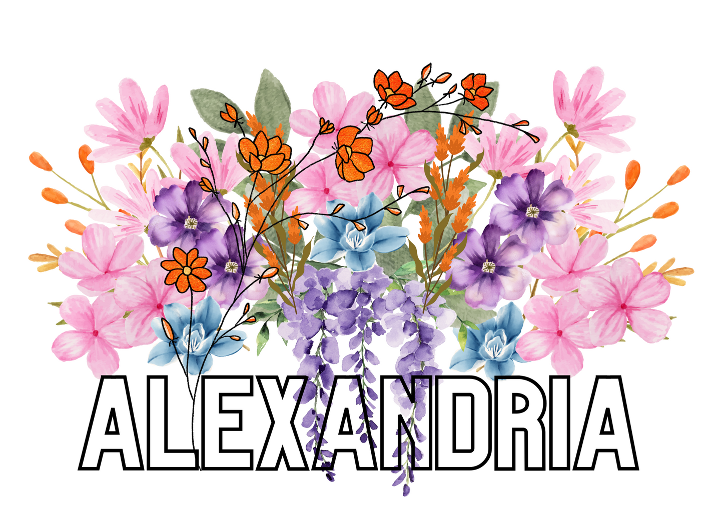 Customised Floral Name Print